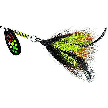 Mepps Musky Killer In-Line Spinner, Hot Firetiger Dot/Black/Orange/Yellow, 3/4 oz, BFM HFT-BOY