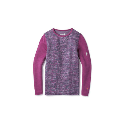 Smartwool Merino 250 Baselayer Pattern Crew-Boy's, Meadow Mauve, Extra Small, SW016122A22-XS