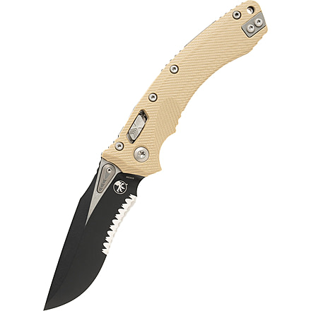 Microtech Amphibian Ram-Lok Black P/S G-10 3.875in Folding Knife, Tan, 137RL-2FLGTTA