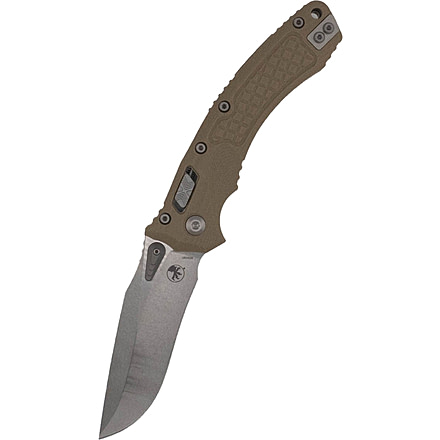 Microtech Amphibian - Ram-Lok S/E Frag G-10 Stonewash Standard 3.875in Folding Knife, Tan, 137RL-10FRGTTA