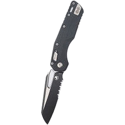 Microtech MSI Black SE Part Serrate Fluted G-10 3.88in Folding Knife, Black, 210-2FLGTBK