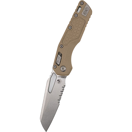 Microtech MSI RAM-LOK Frag G10 Tan Stonewash Partial Serrated 3.88in Folding Knife, Tan, 210-11FRGTTA