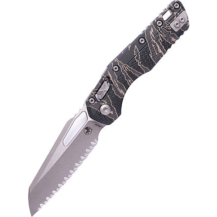Microtech MSI S/E Apocalyptic Full Serrate Polymer 3.88in Folding Knife, Tiger Stripe Camo, 210T-12APPMTSC