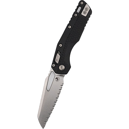 Microtech MSI S/E Tri-Grip Injection Molded Black Stonewash Full Serr, Black, 210T-12PMBK