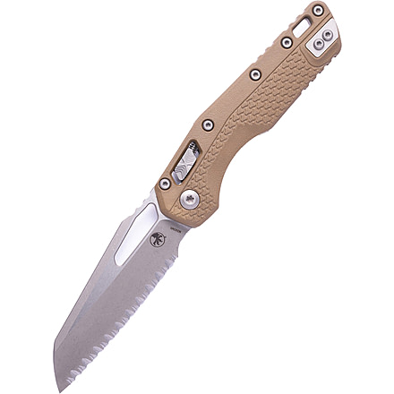 Microtech MSI S/E Tri-Grip Polymer Apocalyptic Full Serrated 3.88in Folding Knife, Dark Earth, 210T-12APPMDE