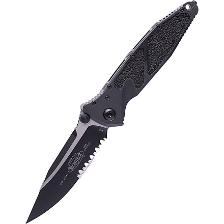 Microtech SOCOM ELITE S/E-M BLACK TACTICAL PARTIAL SERRATED, Black, 160-2T