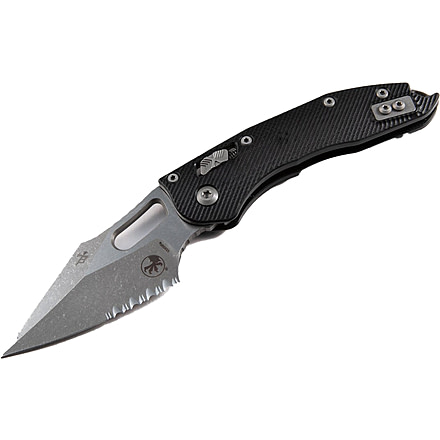 Microtech Stitch Ram-Lok Apocalyptic Fluted G-10 Cover Part Serrate 3.71in Folding Knife, Black, 169RL-11APFLGTBK