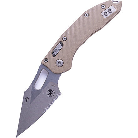Microtech Stitch Ram-Lok Apocalyptic Fluted G-10 Cover Part Serrate 3.71in Folding Knife, Tan, 169RL-11APFLGTTA