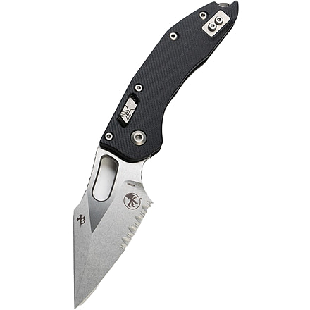 Microtech Stitch S/E Ram - Lok Fluted G-10 Part Serrate 3.71in Folding Knife, Black, 169RL-11FLGTBK