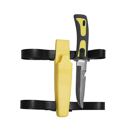 MIL-TEC Diving Fixed Blade Knife, 4.7in, Stainless Steel, Plastic Handle, Yellow, 15381015