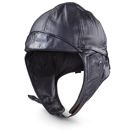 MIL-TEC Leather Aviation Helmet, Black, 3XL, 12425002-907