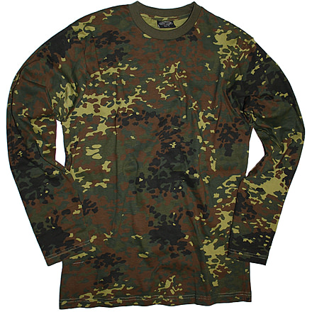 MIL-TEC Camo Long Sleeve T-Shirt, Flecktarn Camo, Large, 11065021-904