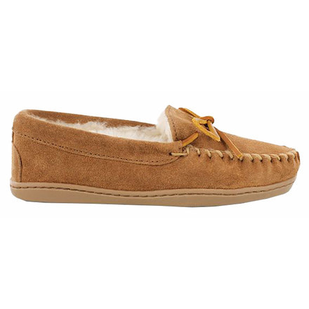 Minnetonka Sheepskin Hardsole Moc Slippers - Womens, Tan, 7 W, 3341W-255-7