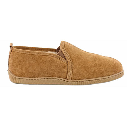 Minnetonka Twin Gore Sheepskin Slippers - Mens, Tan, 13, 3731-255-13