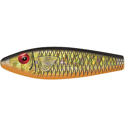 Mirrolure Series III Rattling Floating Twitchbait, 3 5/8", 3/8 oz, Black Back/Orange Belly/Gold Holographic, S7MR-808