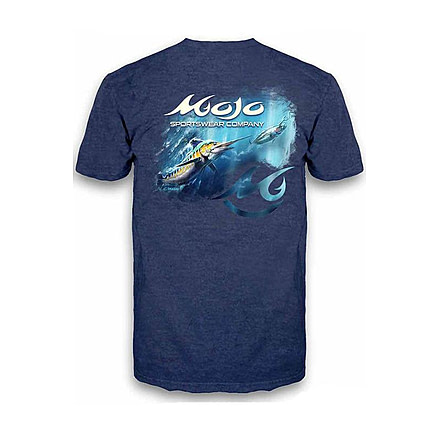 Mojo Sportswear Company Fins Up Tails Down Marlin Scene Short Sleeve Pocket T - Mens, Nautical Navy, 2XL, NTCN - 2XL - MSFNTDMSPT