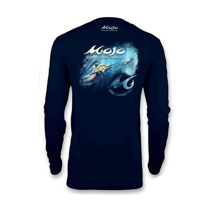 Mojo Sportswear Company Fins Up Tails Down Marlin Scene Wireman X - Mens, Nautical Navy, 2XL, NTCN - 2XL - FNTDMS WRMN X