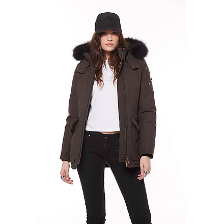 Moose Knuckles Debbie Bomber Jacket - Women's, Driftwood/Black Fox, Small, MK2002-LB-647-S