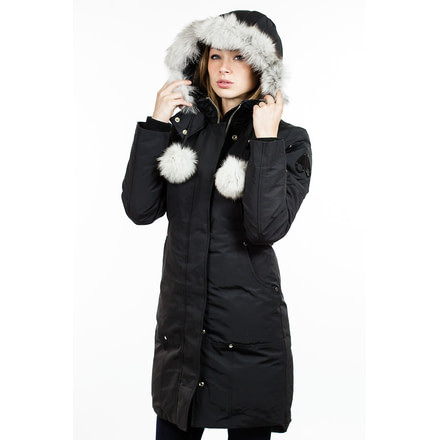 Moose Knuckles Stirling Parka - Women's-Black/White Fur-X-Small