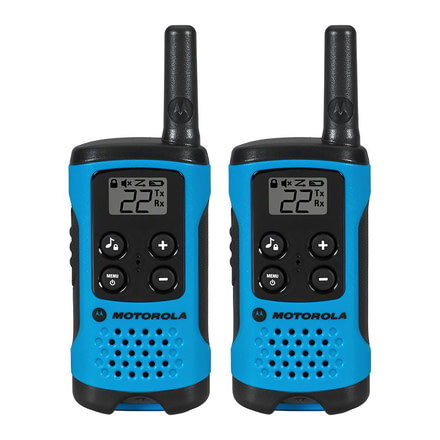 Motorola T100 Alkaline 2 Way Radio, Pack of 2, Neon Blue, T100