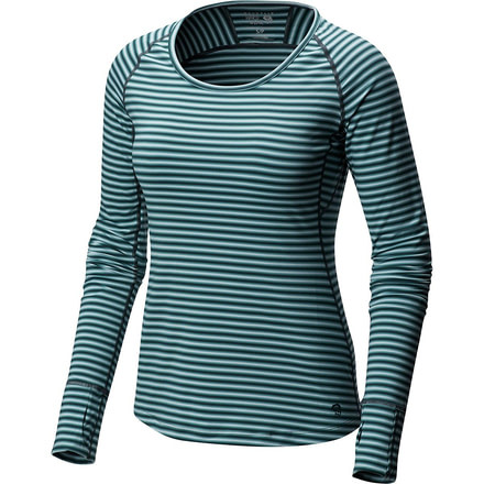 Mountain Hardwear Butterlicious Stripe Long Sleeve Crew, Blue Spruce, XL, 1700421310-XL