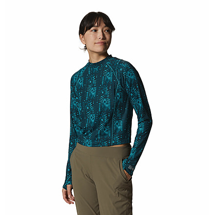 Mountain Hardwear Crater Lake Long Sleeve Crop Top - Womens, Palisades Geos Print, Medium, 1986771351-Pt-M