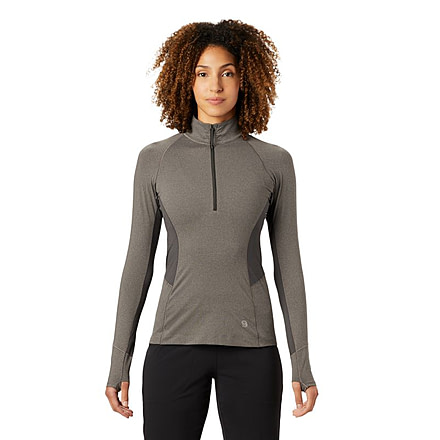 Mountain Hardwear Ghee Long Sleeve 1/4 Zip - Womens, Shark Heather, Extra Large, 1851711014-Shark Heather-XL