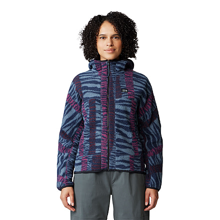 Mountain Hardwear HiCamp Fleece Printed Hoody - Womens, Montauk Blue Ridge Stripe Print, Extra Large, 2104291430-XL