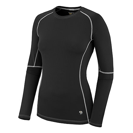 Mountain Hardwear Micro Power Stretch Long Sleeve Crew - Women's-Black-X-Small