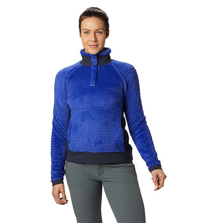 Mountain Hardwear Monkey Fleece Pullover - Womens, Blue Print, Extra Large, 1824781516-XL