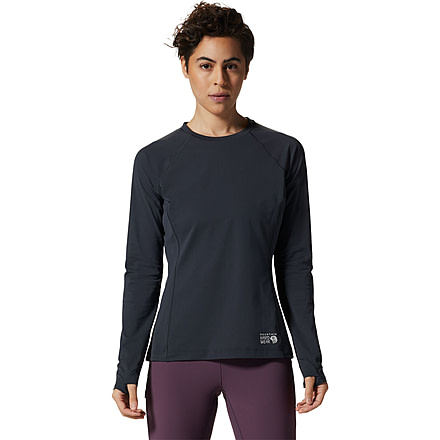 Mountain Hardwear Stretch Long Sleeve Crew Top - Womens, Black, Extra Large, 1942561090-XL