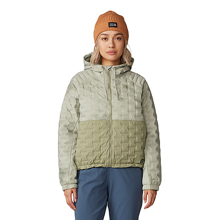 Mountain Hardwear Stretchdown Light Full Zip Hoody - Womens, White Sage Vapors Print, Mantis Green, Small, 2077681341-S