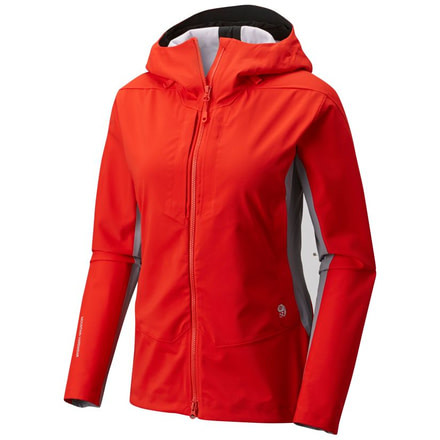Mountain Hardwear Touren Hooded Jacket - Women's, Fiery Red, Manta Grey, M 1765361636-M