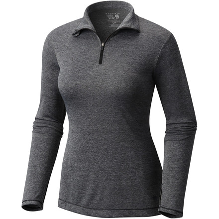Mountain Hardwear Wicked Printed Long Sleeve Zip T - Women's-Heather Black-Medium
