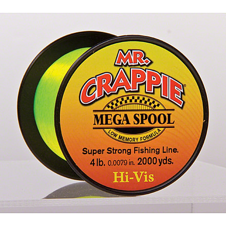 Lew's Mr. Crappie Monofilament Fishing Line, 4lb-Test, Mega Spool, 2000-Yards, Hi-Vis, MC4HV