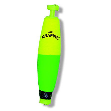 Mr. Crappie Slippers Cigar Slip Floats, Weighted, 2 Pack, Yellow/Green, 1.5in, MOOBW-SF-2YG