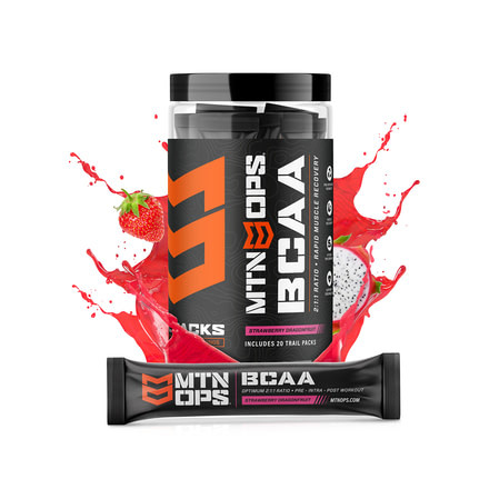 MTN OPS BCAA Trail Packs Rapid Muscle Recovery, 20 Serving Stick Packs, Strawberry Dragonfruit, 2119420320