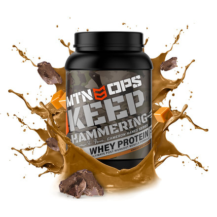 MTN OPS Cameron Hanes Keep Hammering Whey Protein, 30 Servings, Chocolate Carmel, 1043-CC