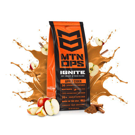 MTN OPS Hot Ignite Supercharged Energy Drink, 30 Servings, Apple Cider, 1040-AC