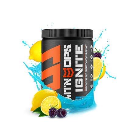 MTN OPS Ignite Supercharged Energy Drink, 45 Serving Tub, Blue Raspberry Lemonade, 1040-BR