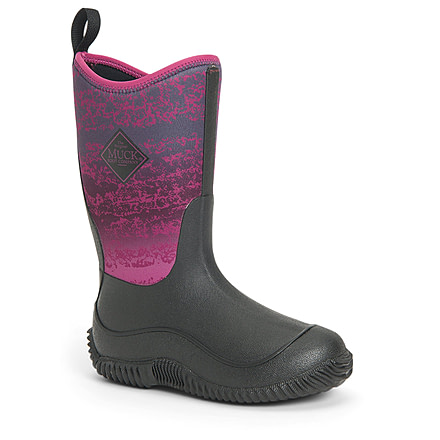 Muck Boots Hale Rubber Boots - Kids, Black/Magenta Digi Terrain Fade, 11, KBH-004-BLK-110