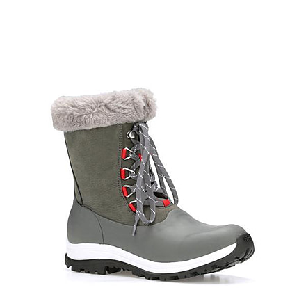 Muck Boots Women's Apres Lace Arctic Grip Boots, Gray/Red, 8 WALV-100-GRY-080