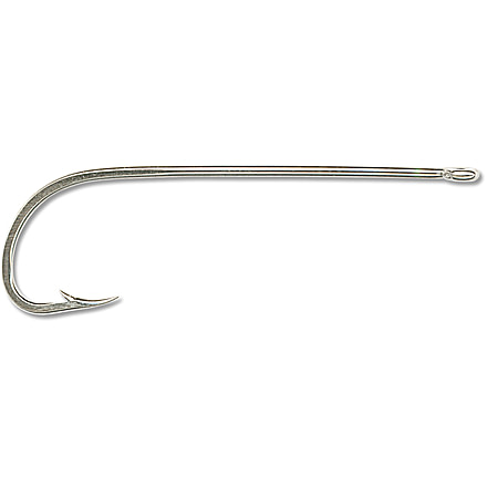 Mustad Classic Hollow Point Beak Hook, Long Shank Offset, Ringed Eye, Nickel, Size 1/0, 8 per Pack, 92611-NI-1/0-8