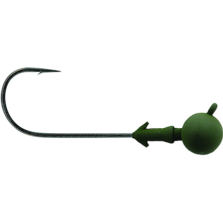 Mustad Elite FootBall Head Jighead, 2/0 Hook, Matte Olive Green, 1/4oz, 3/per Pack, FH898-1/4-MOGR-3