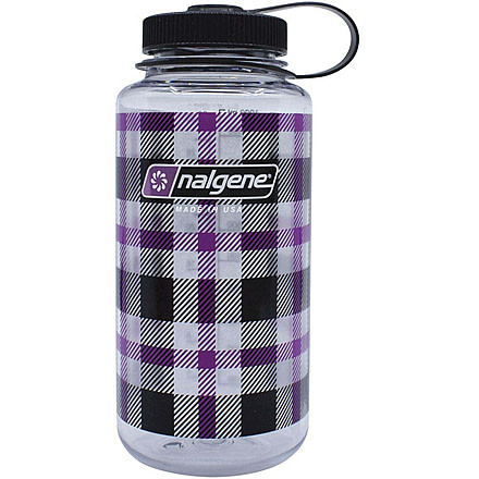 Nalgene Limited Edition Wide Mouth Water Bottle, 1 Quart, Purple Plaid, 682020-0132