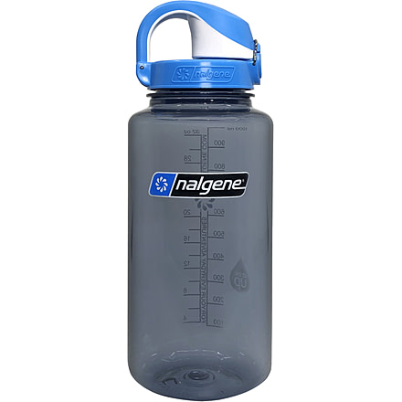 Nalgene Wide Mouth 1 Quart Water Bottle w/ Seaport On The Fly Cap, 24 oz, Gray, 5565-0132