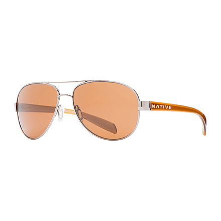 Native Eyewear Patroller Sunglasses,Chrome/Crystal Brown Frame,Brown Lens,Polarized,175 397 524