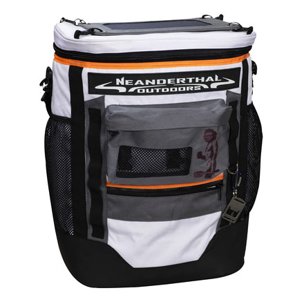 Neanderthal Outdoors Neanderthal Wanderer 45 Soft Cooler Backpack, White, Black, Orange Acsents, 45 Quart WAN-1005