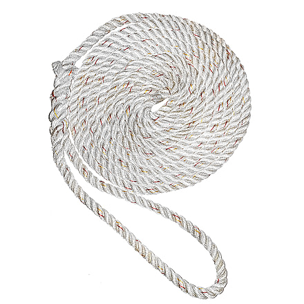 New England Ropes 3/4in Premium 3-Strand Dock Line - White w/Tracer - 50ft, C6050-24-00050