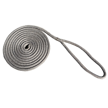 New England Ropes 3/4in x 25ft Nylon Double Braid Dock Line - Grey, Grey, 5058-24-00025